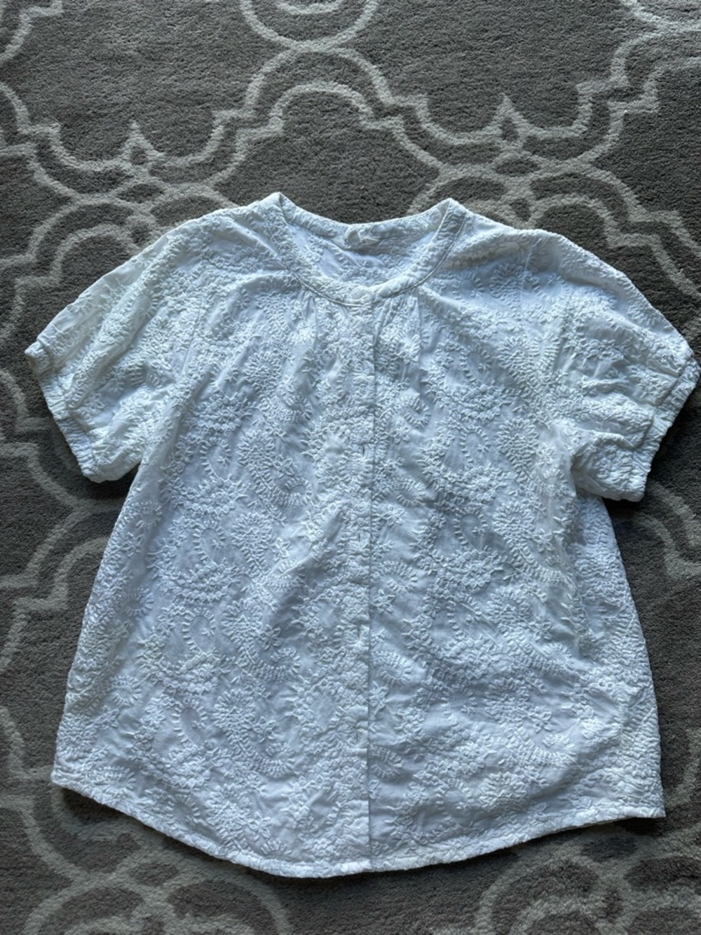 Splendid Textured White Eyelet Short Sleeve Top